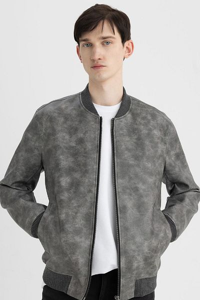 DeFacto Stand CollarSlimFit Faux Leather Coat - Lined C6971ax24au