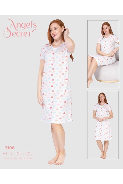 Angels Secret Viskon Büyük Beden Kadın Günlük Sabahlık Çeyizlik Dantel Detayl...