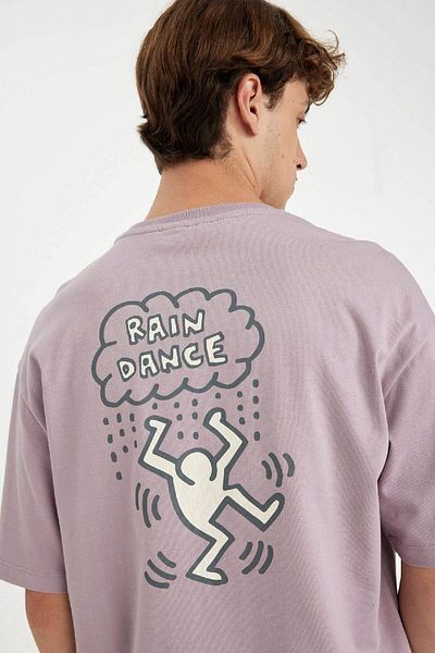 DeFacto Tricou cu mânecă scurtă din bumbac imprimat Keith Haring Boxy Fit 3149006