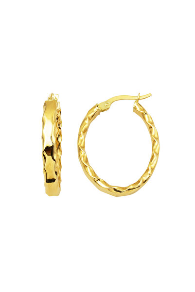 Bilezikci Burgulu Oval 14 Ayar Halka Küpe 3cm.