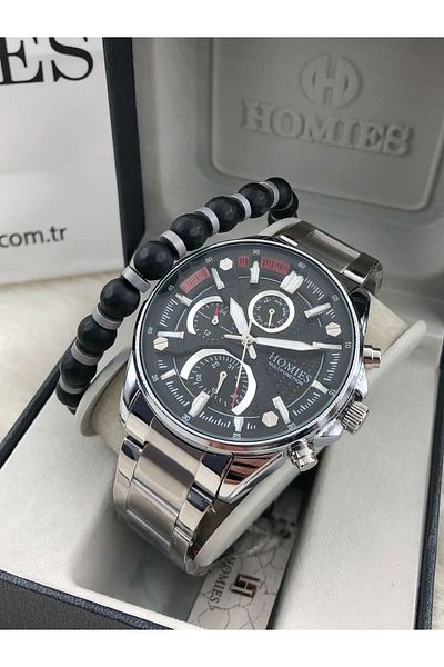 Homies Men's Wrist Watch and Natural Stone Bracelet Hmys-053