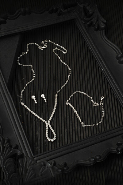 Bilezikci Damla Su Yolu Beyaz Altın Nişan Set Takımı