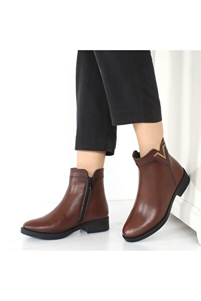 Celal Gültekin Kadın Taba Fermuarlı Kısa Deri Bot