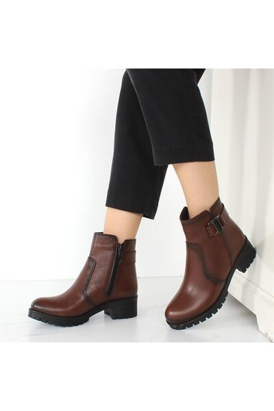 Celal Gültekin Kadın Taba Fermuarlı Tokalı Deri Bot