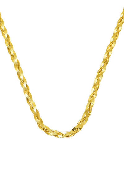 Bilezikci Ezme Zincirli Örgülü 14 Ayar Zincir Kolye 50 cm.