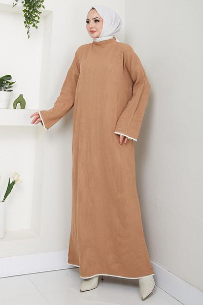 hafsamina Spanish Sleeve Knitwear Dress Camel Hm2523
