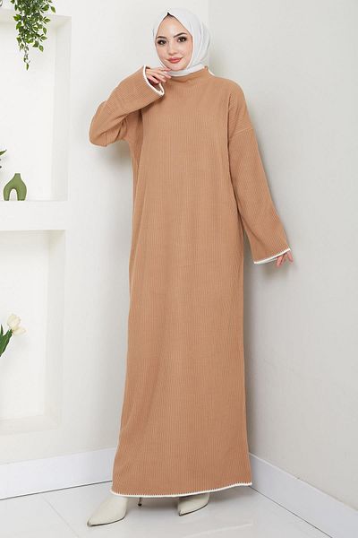 hafsamina Spanish Sleeve Knitwear Dress Camel Hm2523