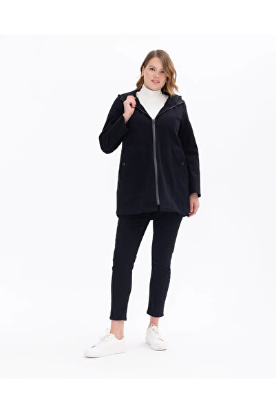 Gala-Xi Büyük Beden Kapüşonlu Kadın Kap 232111201004