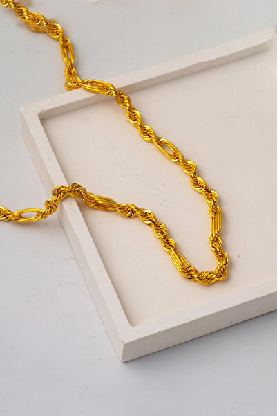 Bilezikci Ataç Burmalı Kolye Bileklik Altın Zincir Set