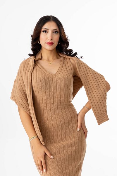 TUĞBA ERGÜL Yüksel Ergül Long Size Regular Fit Standard Size Knitwear Women's Suit 4045