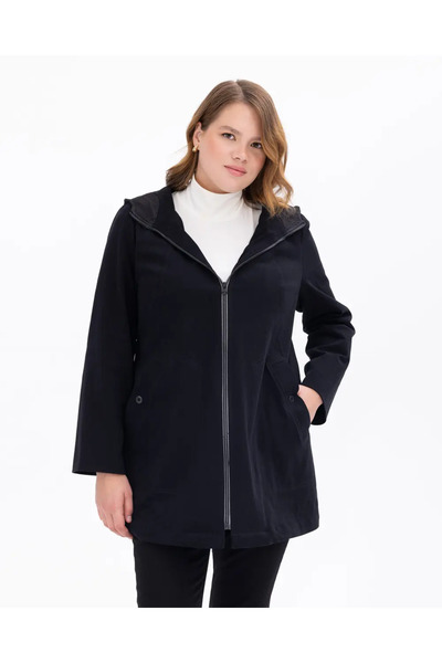 Gala-Xi Büyük Beden Kapüşonlu Kadın Kap 232111201004