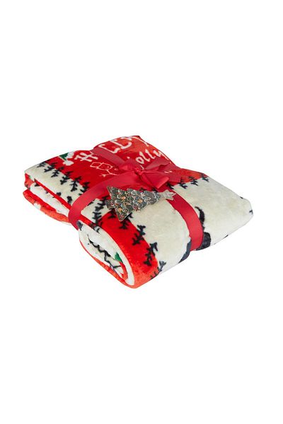 Dolce Bonita Home Wellsoft 3D Tv Blanket 100X170 Holly Jolly Red