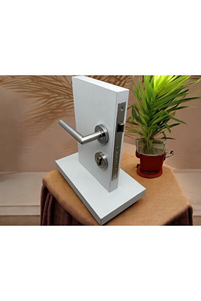 KOLDOOR Hastahane Tipi L Paslanmaz Saten Rozetli Yale Kapı Kolu Sol Basar Tek Taraf