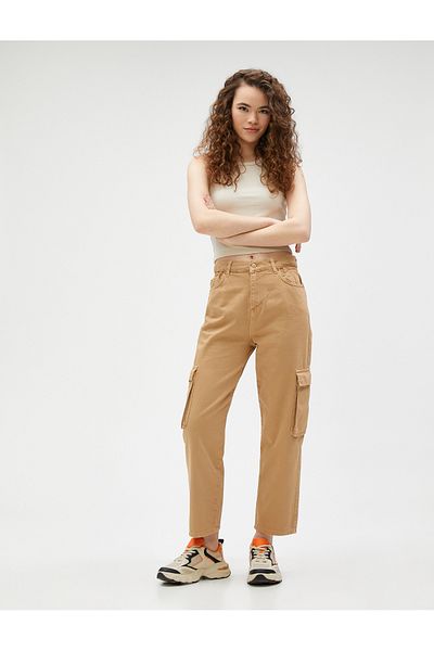 Koton Cargohose mit hoher Taille und geradem Bein
