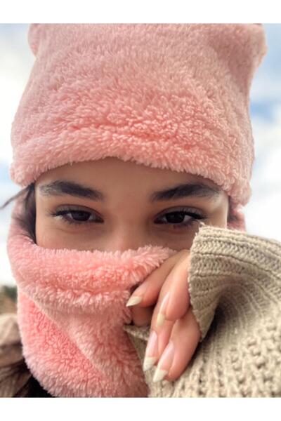 Bebeu قبعة تيدي بير منفوشة - موديل مع وشاح