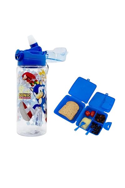 Sonic Licensed 500ml Water Bottle and Four Compartment Nutrition Bowl Set