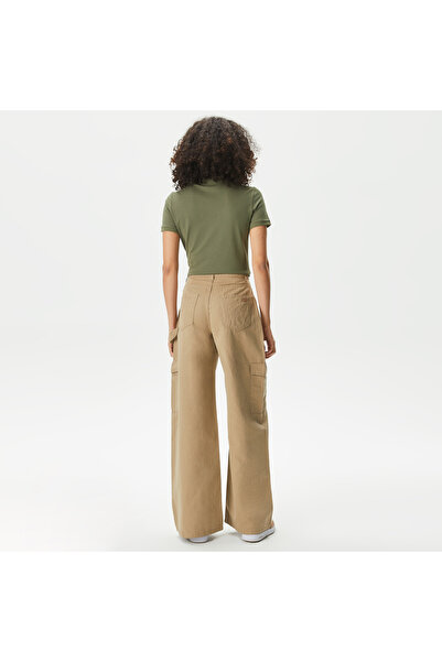 Lacoste Kadın Loose Fit Bej Jean Pantolon