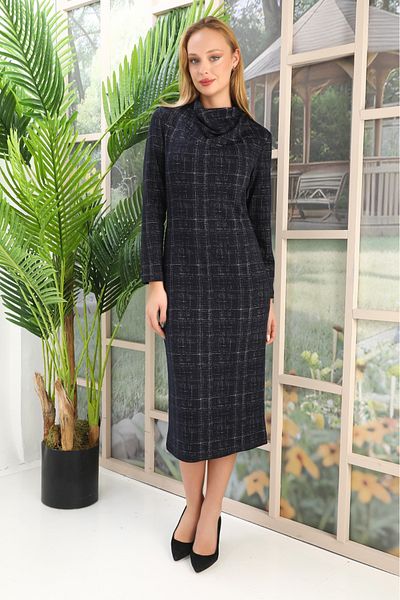etselements Rochie de tricotaj cu mâneci lungi cu decolteu Degaje 7073