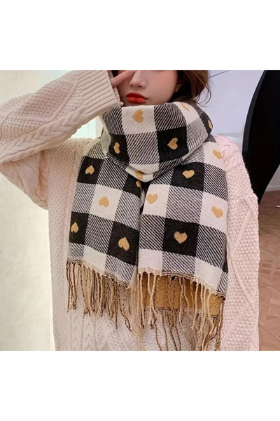 Redhead Çift Taraflı Kalpli Yumuşak Atkı Şal
