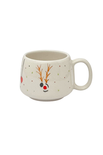 Gezdikçe Bilelim Geyikli Yılbaşı El Yapımı Seramik Kupa, Seramik Fincan, Double Türk Kahvesi, Nescafe Fincanı