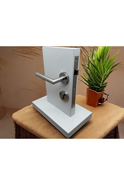 KOLDOOR Hastahane Tipi L Paslanmaz Saten Rozetli Yale Kapı Kolu Sol Basar Tek Taraf