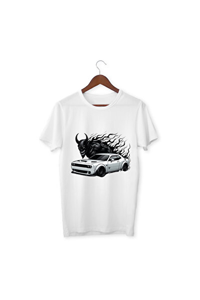 ALPŞAN TİCARET Тениска с щампа на кола, бяла тениска за възрастни/деца