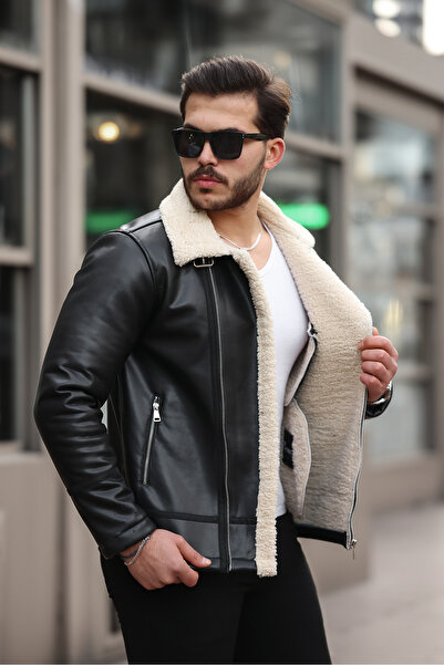 Boymen Чоловіче північне шкіряне пальто Зимова шкіряна куртка Вітрозахисна