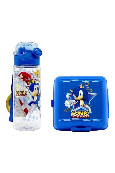Sonic Licensed 500ml Water Bottle and Four Compartment Nutrition Bowl Set