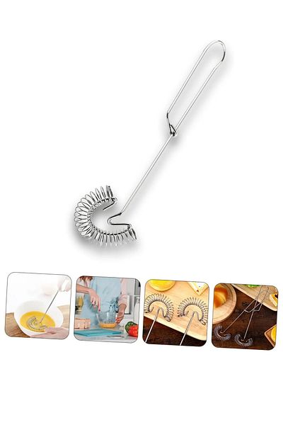 BARENDA Spring Loaded Stainless Steel Egg Whisk Milk Frother Kitchenware Potato Masher Coffee Beater