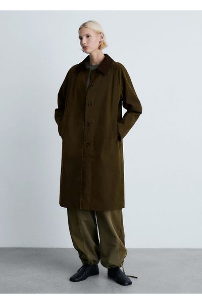 MANGO Woman Long Corduroy Collar Parka