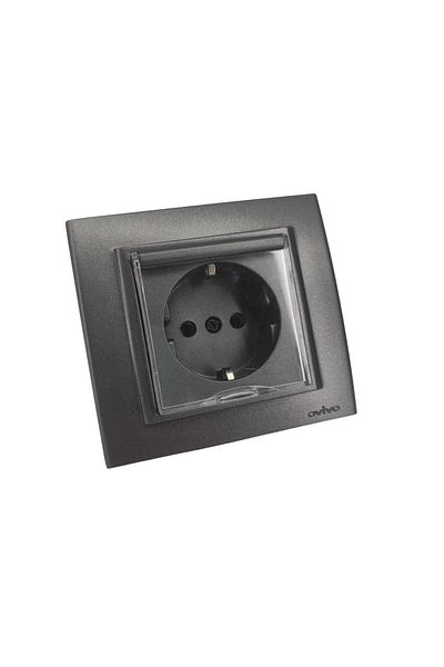OVİVO Ovivo Covered Grounded Socket + Frame Smoked Single