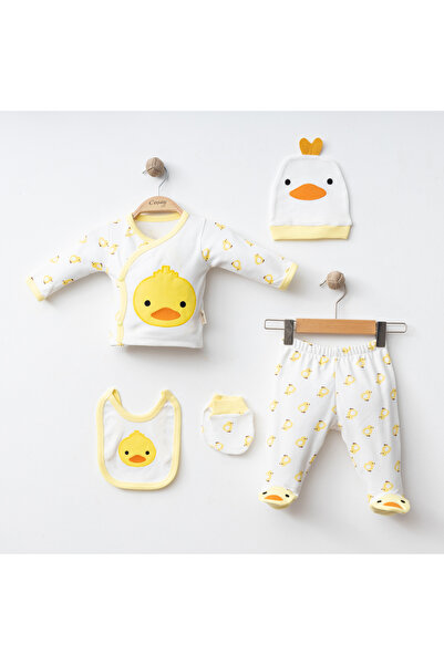 Aa Bebek Civciv Nakışlı %100 Pamuklu Kız Erkek Bebek Unisex Yenidoğan 5'li Ha...