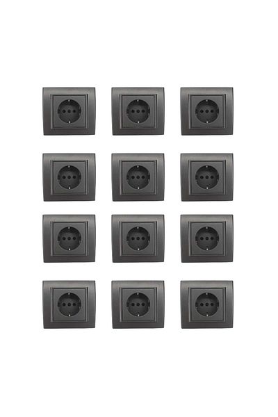OVİVO Ovivo Grounded Socket + Frame Smoked 12 Pieces