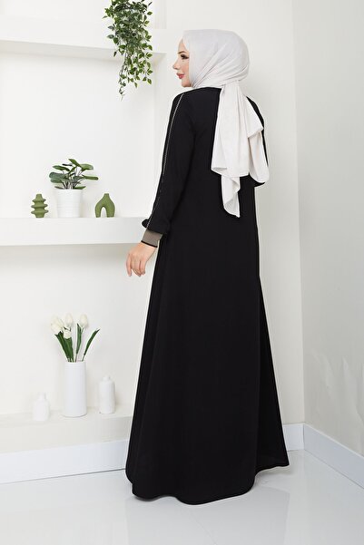 MODA ESRE FASHION Sports Ferace - облекло с хиджаб, оребрена яка и дантела на райета