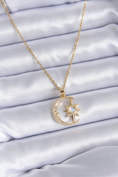 Skygo 316L الصلب الذهب اللون الزركون حجر القمر نجمة نموذج قلادة المرأة - TJ-B...