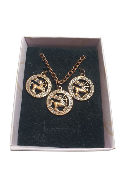Ororabutik Copper Color 22mm Bow Sign Figured Necklace and Earring Set