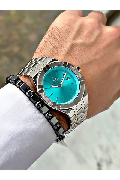 FERRO Silver Color Classic Stylish Design Men's Wrist Watch + Bracelet