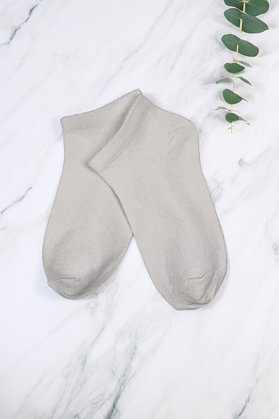 Tozlu Yaka Cotton Plain Basic Women's Booties Socks - 1 Pair White Color