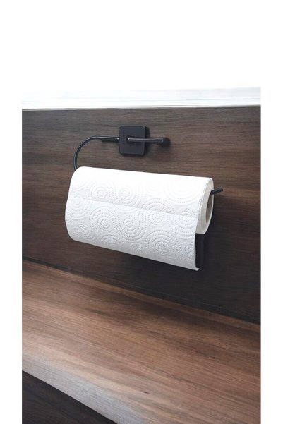 FERONYA Adhesive Iron Towel Rack 25 X 13 Black Metal Tr