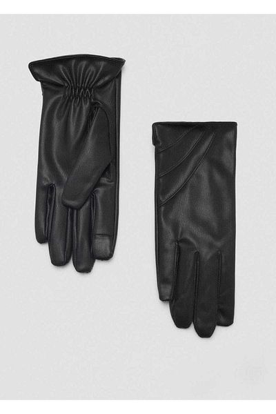 MANGO Woman Leather Look Gloves