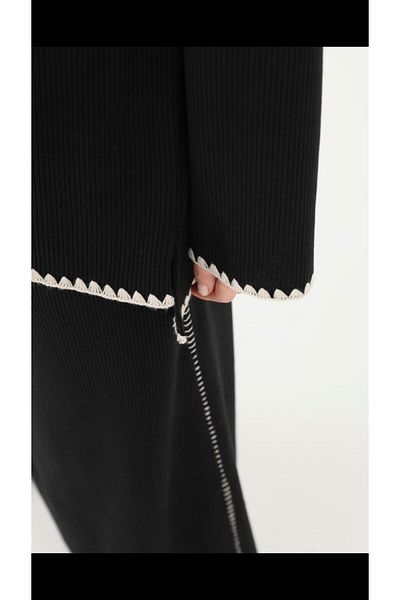 Puane Rstm Boutique Polka Dot Corduroy Skirt Set with Chain Detail Skirt