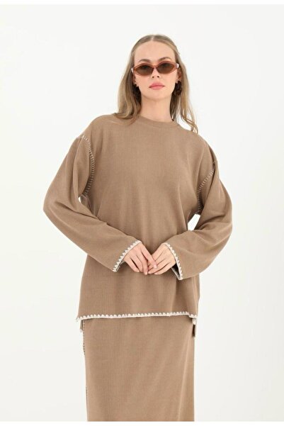 Puane Rstm Boutique Polka Dot Corduroy Skirt Set with Chain Detail Skirt