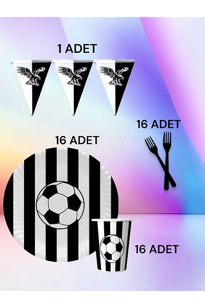 VibeHome 16 People White Black Fan S Pack - Birthday Party & Fun Events