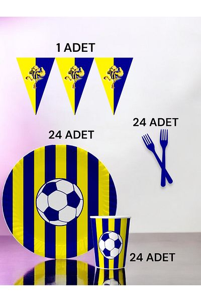 VibeHome 24-Person Navy Blue Yellow Fan S Pack - Birthday Party and Fun Events