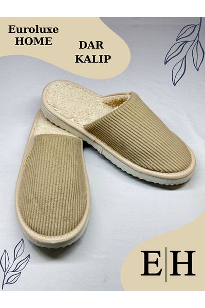 EUROLUXE Unisex Velvet Leather Detailed Eva Sole Comfortable Lightweight Indoor Slippers