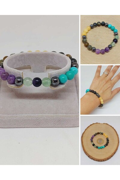 Yasamtohumu Narukvica od prirodnog kamena Ribe 8mm unisex (55728)