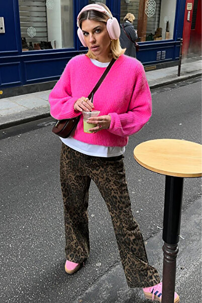 Seeh Pembe Bisiklet Yaka Triko Kazak Sh118