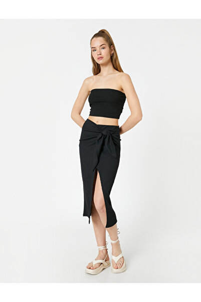 Koton Μίντι φούστα με σκίσιμο και δέσιμο στη μέση