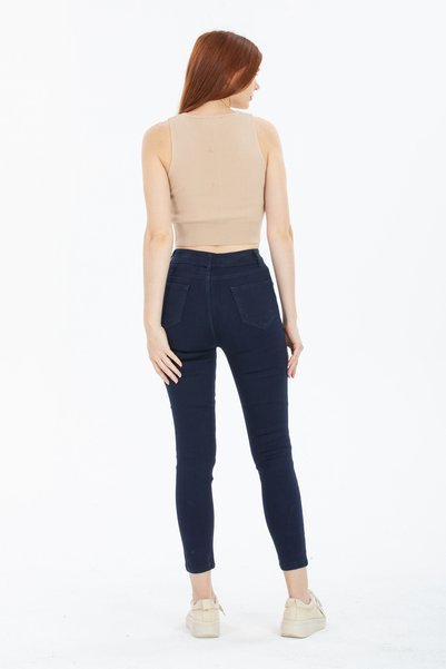 bee Trefjns Koyu Lacivert Skinny Likralı Yüksek Bel Ekstra Esnek Okul Pantolon