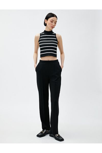 Koton Comfortable Trousers with Elastic Waist Pocket Ribbed